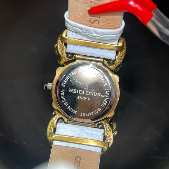 Heidi Daus White Leather Band Pearl/Crystals Watch - Picture 6 of 10